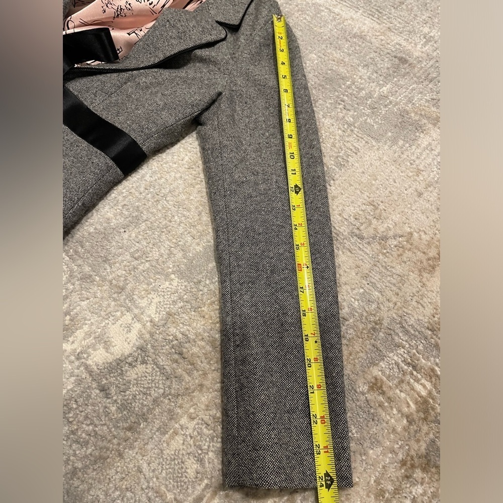 Karen Kane Wool Gray Black Piping & Ribbon Tie Suit Jacket Size 8 Pants Size 12 - Picture 12 of 16